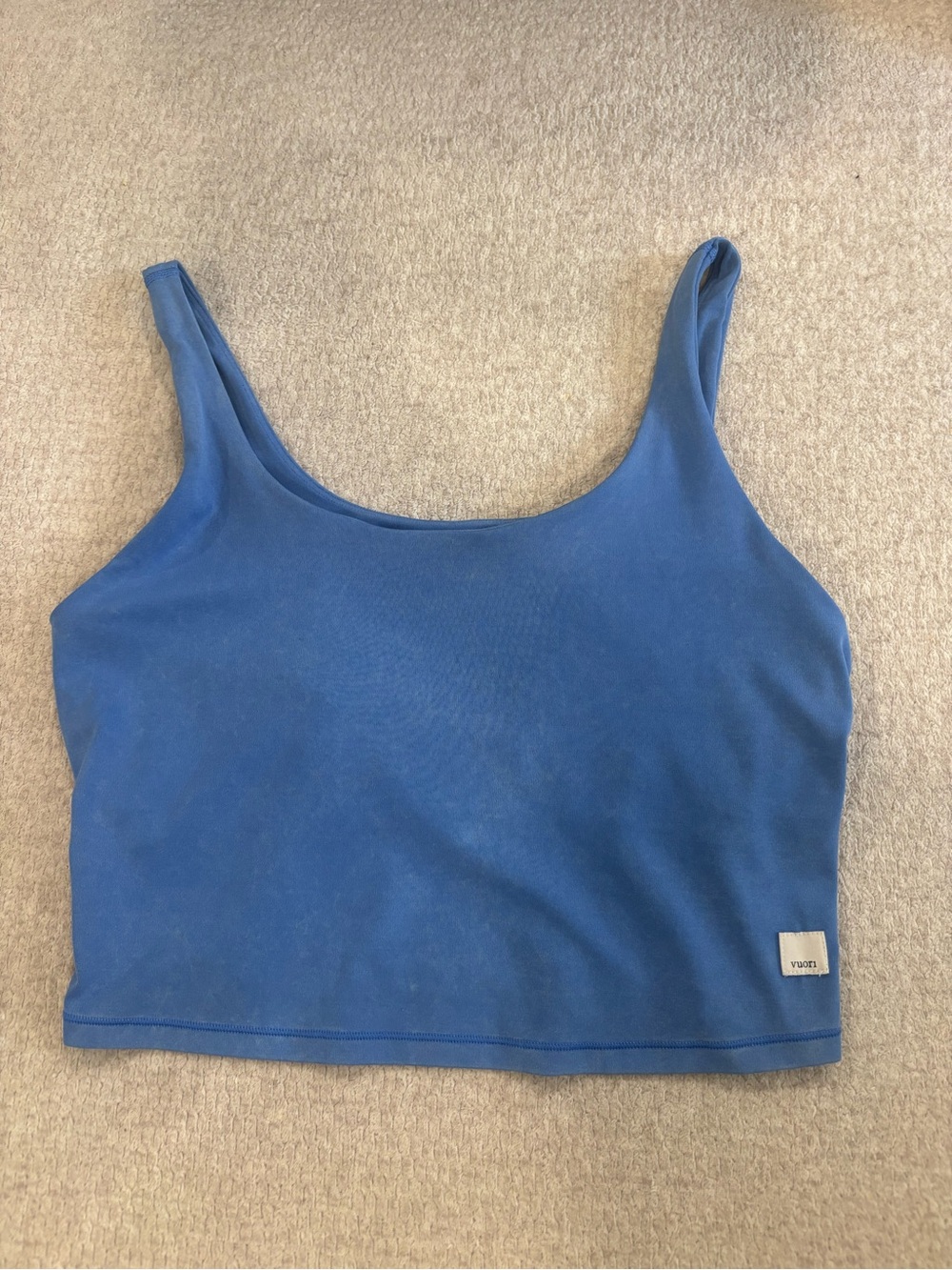 Vuori Blue Scoop Neck Crop Tank